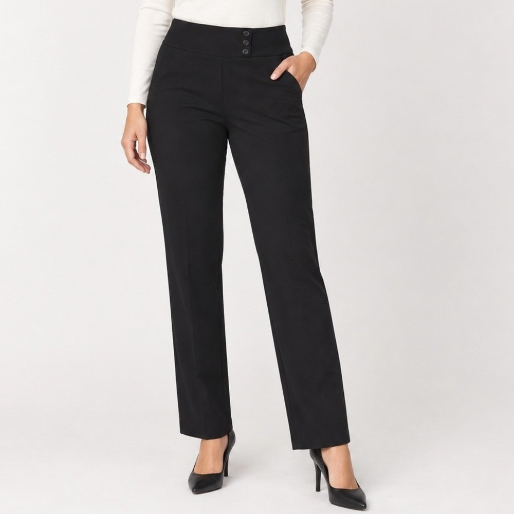 Black Pull On Dress Pants Women M Straight Leg Stretch Work Office Joe Benbasset